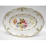 SWANSEA porcelain painted by WILLIAM POLLARD - dessert dish of oval shape, the alternating lobed