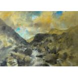 WILLIAM SELWYN expansive watercolour - 'Sunset, Nant Peris', signed and with Thackeray Gallery label