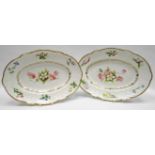 SWANSEA porcelain - a pair of oval dessert dishes having alternate lobed rims and borders moulded