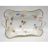 SWANSEA porcelain - rectangular centre dish with shaped sides, indented corners and having twig