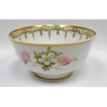 SWANSEA porcelain - tea bowl, of plain form, tapering and angled inwards over circular footed rim,