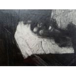 DAVID TRESS charcoal and construction - entitled verso 'The Table', signed and dated 1997, 21 x