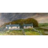 GLEN SELDON watercolour/mixed media - two Caernarfonshire cottages, signed and dated '07, 19 x 38