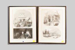 A pair of prints, each featuring the construction of 'The Tubular Railway Bridge over the River