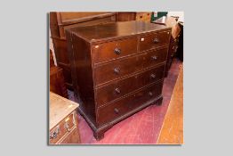 A 19th Century oak and crossbanded chest of three long and two short drawers all with turned