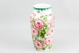 A large Wemyss ware baluster form Japan vase, profuse typical cabbage rose decoration under a
