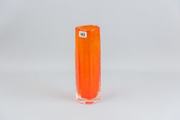 A Whitefriars glass tangerine coloured cucumber vase designed by Geoffrey Baxter, 29 cms high