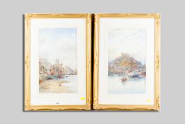M CROSSE watercolours, a pair - harbour scenes 'Mevagissey, St Austell', signed and 'Lantern Hill,