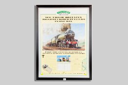 A colourful railway poster 'The Flying Scotsman on the Sellafield Sightseer', 82 x 58 cms