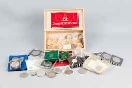A large parcel of crowns, Festival of Britain crowns and mixed coinage and notes