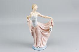 Lladro from 1979 to circa 1990 - young woman in flowing pink dress, 30 cms high