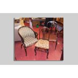 An Edwardian mahogany and inlaid occasional chair, a mahogany elbow chair with garland and