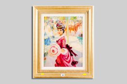 JOHN STREVENS oil on canvas - French street scene with fashion lady, signed and entitled verso 'La