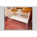 A Coalbrookdale Gothic patterned garden bench, 157 cms long, all metal present but for full