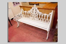 A Coalbrookdale Gothic patterned garden bench, 157 cms long, all metal present but for full