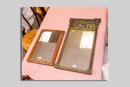 A small walnut veneered wall mirror, latterly used as an easel mirror and a wall mirror in a painted