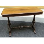 A rosewood side-table on turned bulbous supports and with carved cabriole legs and knopped