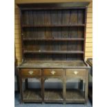 An oak dresser (distressed), circa 1830