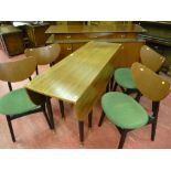 A mid Century G-Plan dining room suite, 5ft teak sideboard with inset frieze drawers, black