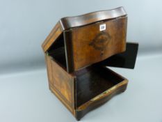 A 19th Century walnut decanter box with inlaid ebony Greek Key pattern decoration and stringing (