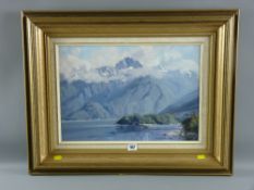MARK THOMAS (of New Zealand) oil on canvas - Lake Manipouri, signed, 32 x 46 cms