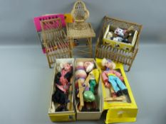 A group of five various Pelham puppets, mostly boxed with associated ephemera and a three piece