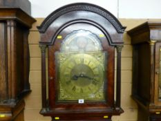 A late 19th Century mahogany arched top longcase clock, the hood with arched Greek Key decoration,