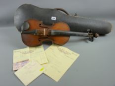 A cased violin and bow by Gotfried Liebich, labelled and dated 1791, originally and supplied by
