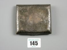 A bright cut lady's silver cigarette case, Birmingham 1921, 2.13 ozs