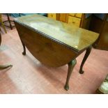 A circa 1790 mahogany pad foot table with single oak lined end drawer having a chased backplate