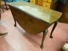 A circa 1790 mahogany pad foot table with single oak lined end drawer having a chased backplate
