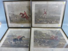 F C TURNER set of four coloured hunting prints from the series 'A Southerly Wind and a Cloudy
