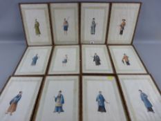 A group of six pairs of Chinese paintings on rice paper of men and women - Fokieu Man and Woman,