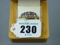 An eighteen carat gold diamond ring set with sixteen old cut diamonds in two rows, total weight 5