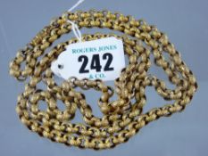 A yellow metal 'crusty' finish neck chain of round links, 45 cms long, 54 grms