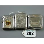 Two silver bright cut vestas, one with a panel depicting the head of a dog, Birmingham 1914 and