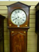 A 19th Century mahogany longcase clock with 12 ins diameter silvered dial marked Robert Chignell,