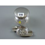 A small silver Edward VIII commemorative ashtray, 0.95 ozs, Birmingham 1936 and a cut glass bowl