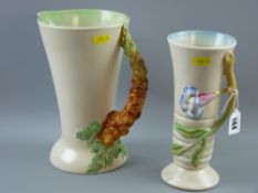 A Clarice Cliff, Newport pottery 'My Garden' jug, 23.5 cms high (restored) along with a relief