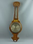 A 20th Century oak banjo shaped barometer with thermometer, the silvered gauge marked 'A Franks Ltd,