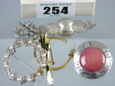 A small parcel of mixed jewellery including a Celtic type circular brooch and a circular marcasite