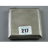 A gent's engine turned square shaped silver cigarette case, 4 ozs, Birmingham 1902