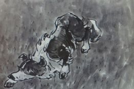 SIR KYFFIN WILLIAMS RA artist's proof print - sheep-dog in holding position, signed, 31 x 44cms