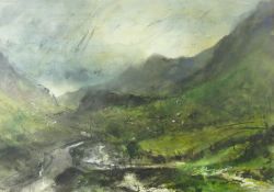 WILLIAM SELWYN watercolour - Nant Peris under stormy skies, signed in full, 40 x 56 cms