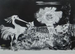 CERI RICHARDS lithograph mounted to Daler conservation-grade board - Dylan Thomas theme, entitled
