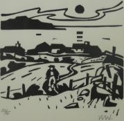 SIR KYFFIN WILLIAMS RA limited edition (52/85) woodcut - 'Rhoscryman', signed with initials, 22 x 26