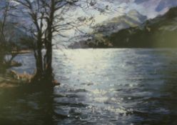 ALED PRICHARD JONES coloured limited edition (8/75) print - 'Light on Llyn Gwynant', signed, 42 x 59