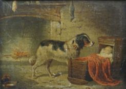 UNKNOWN LATE NINETEENTH CENTURY print laid to board - depiction of 'Gelert' with the Gelert