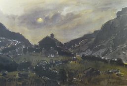 SIR KYFFIN WILLIAMS RA coloured limited edition (59/75) print - Welsh landscape with cottage '