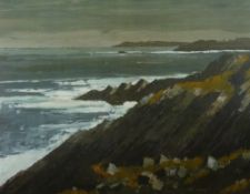 WILF ROBERTS coloured limited edition (5/15) print - coastal scene entitled 'Porth Llechog', signed,